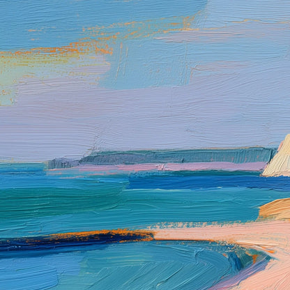 COASTAL GLOW: Textured Impasto Seascape Oil Painting for Coastal Decor | rolled canvas, ready for custom framing