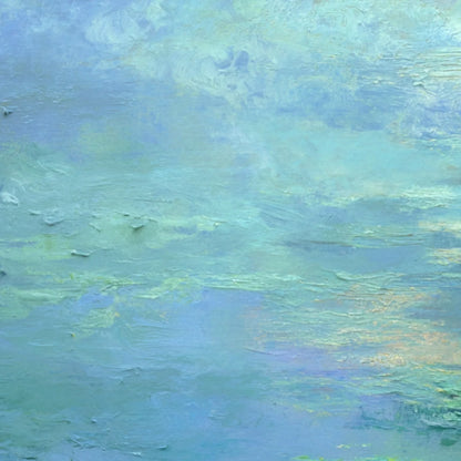 COASTAL MIST: Textured Abstract Wabi Sabi Seascape Painting | rolled canvas, ready for custom framing