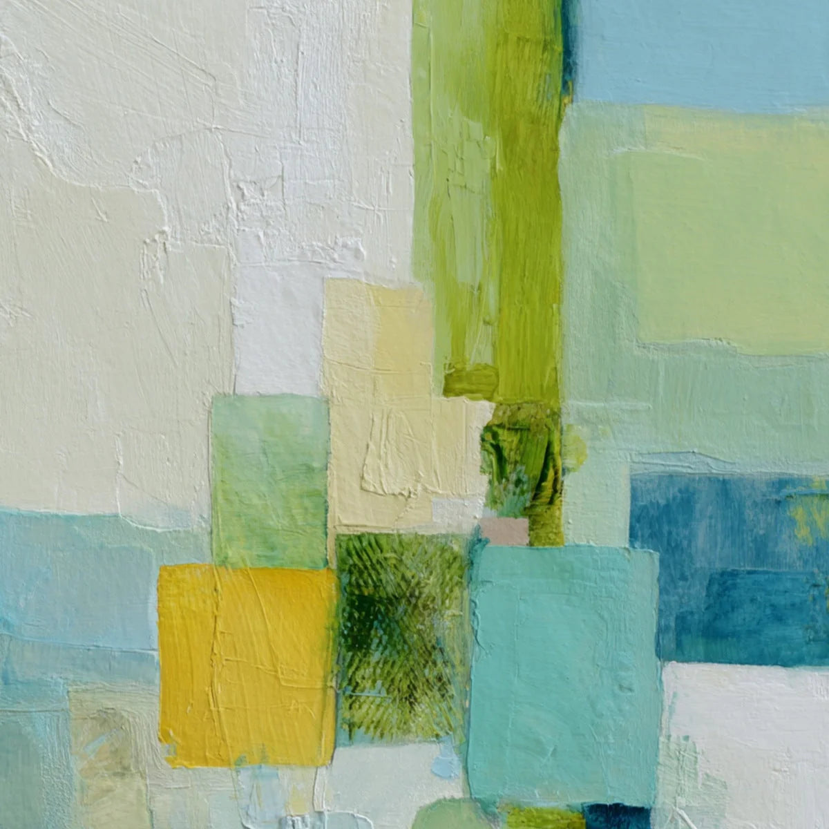 COASTAL MOSAIC: Textured Abstract Color Block Painting | rolled canvas, ready for custom framing