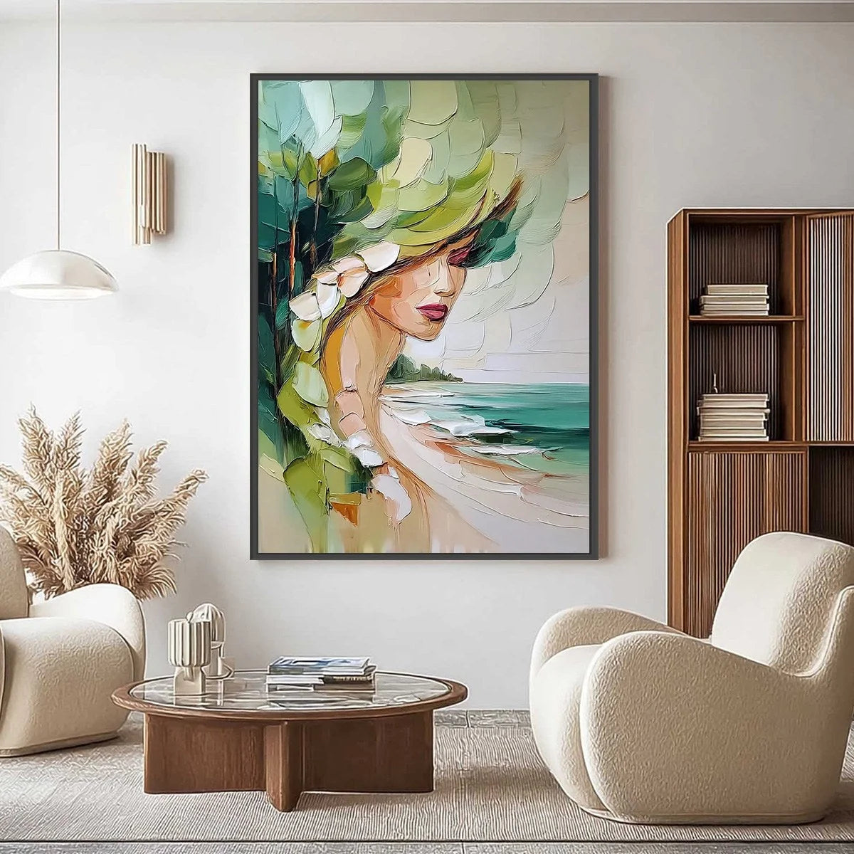 COASTAL MUSE: Textured Impasto Portrait Painting of a Woman by the Sea | Figurative closeup, raised brushwork detail