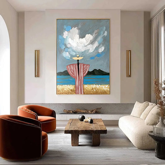 COASTAL REVERIE: Expressive Figurative Beach Landscape Painting