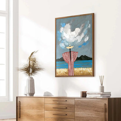 COASTAL REVERIE: Expressive Figurative Beach Landscape Painting | beige palette, original Hand-painted on premium stretched canvas using artist-grade oils; rich layered surface combines smooth grad...