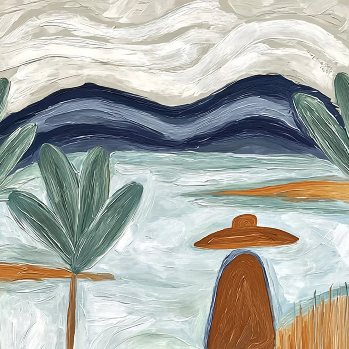 Coastal Reverie Textured Seascape Abstract Painting on Canvas | rectangular format, hand-painted canvas edge
