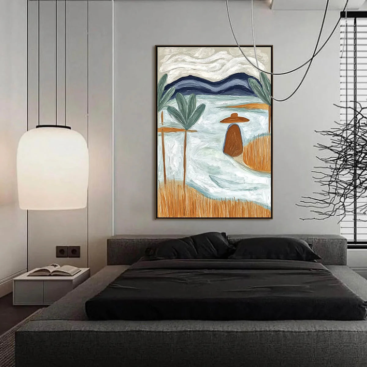 Coastal Reverie Textured Seascape Abstract Painting on Canvas | gold frame stretched on neutral wall