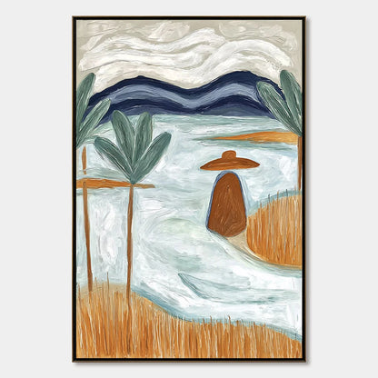 Coastal Reverie Textured Seascape Abstract Painting on Canvas | hanging in Coastal Reverie Textured Seascape Abstract Painting on Canvas featuring layered textured brushwork in refined tones; abstr...