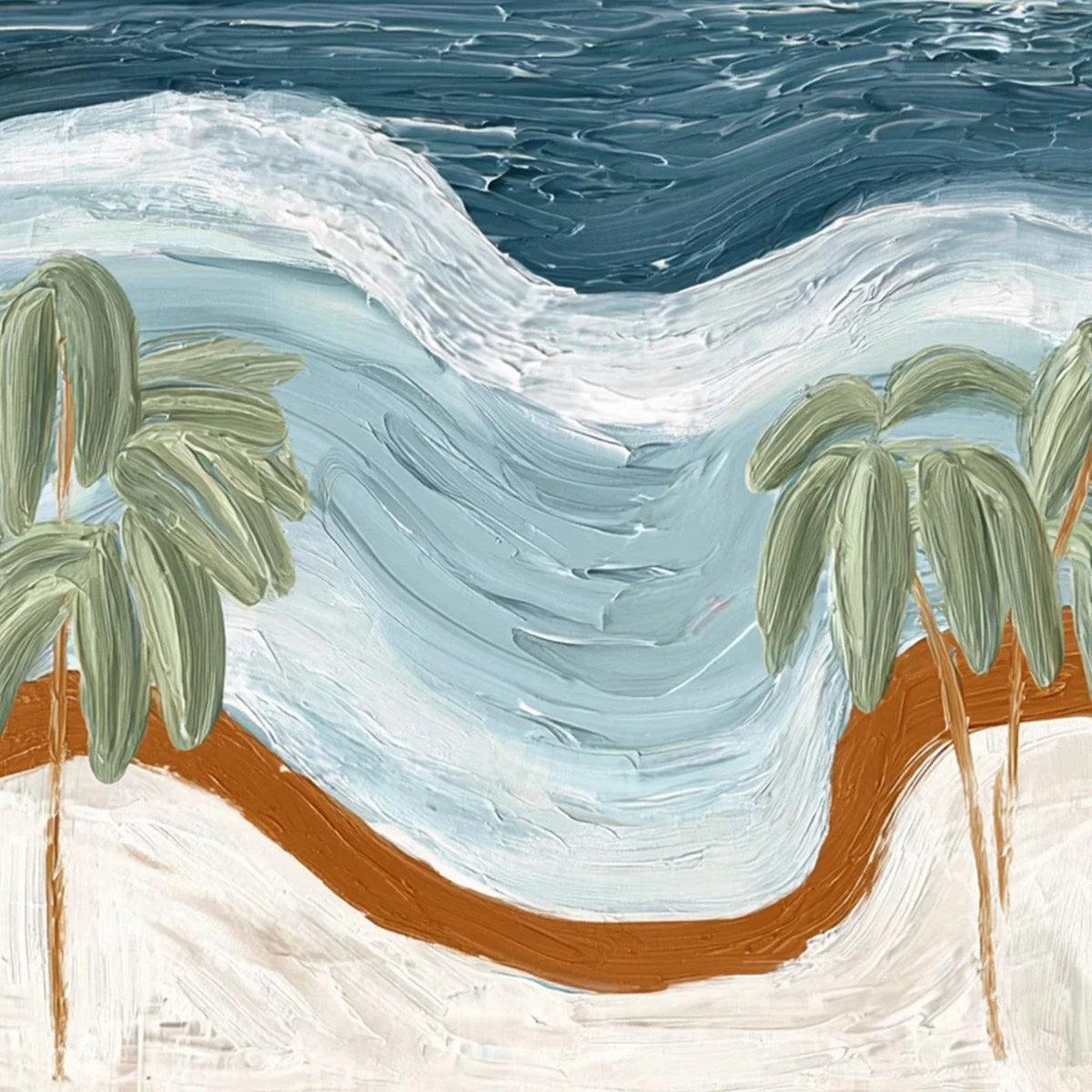 COASTAL REVERIE: Textured Wabi Sabi Style Beach & Sea Painting | rolled canvas, ready for custom framing