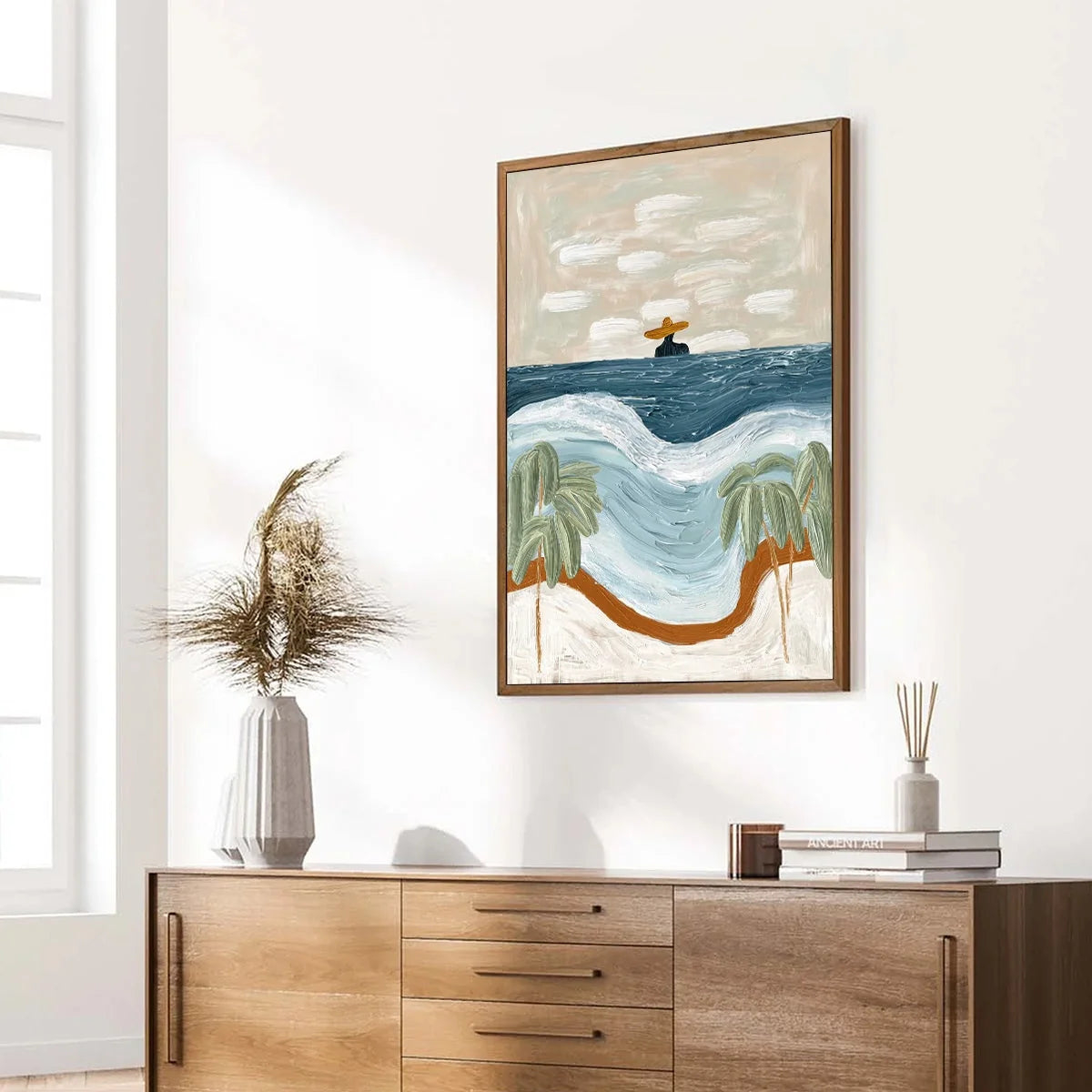 COASTAL REVERIE: Textured Wabi Sabi Style Beach & Sea Painting | beige palette, original Hand-painted on premium stretched canvas using artist-grade oils; rich layered surface combines smooth gradi...