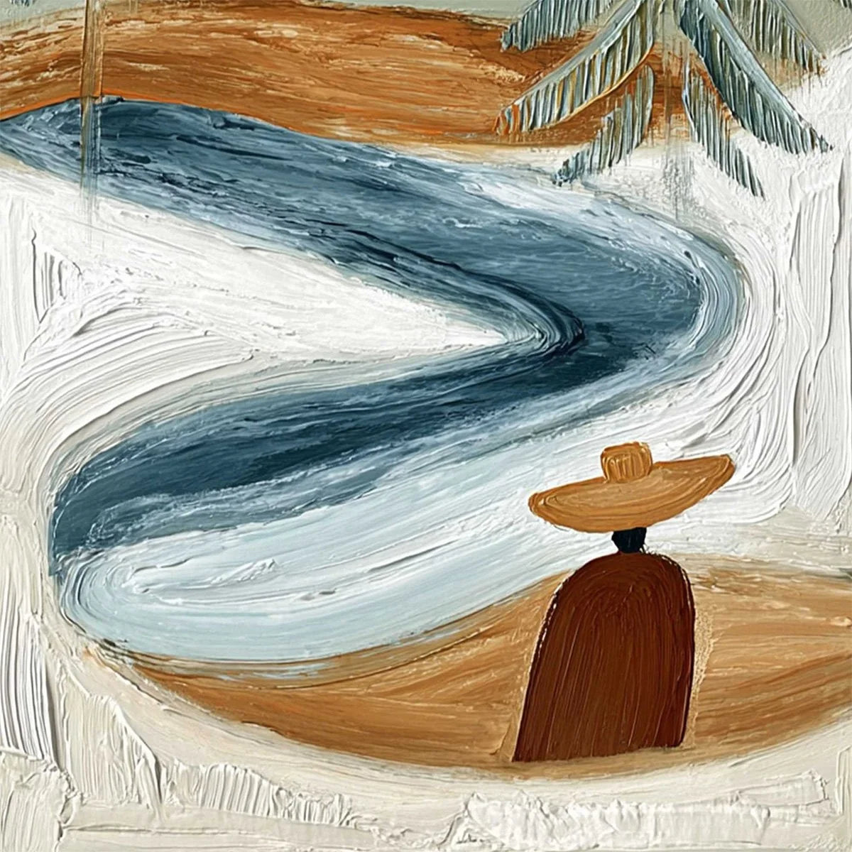 COASTAL REVERIE: Textured Wabi Sabi Coastal Landscape Painting | rectangular format, hand-painted canvas edge