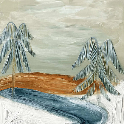 COASTAL REVERIE: Textured Wabi Sabi Coastal Landscape Painting | rolled canvas, ready for custom framing