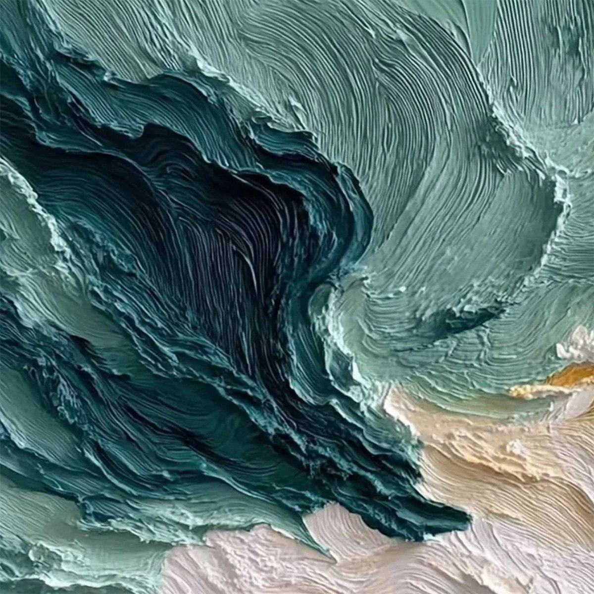 COASTAL RHYTHM: Large Horizontal Textured Impasto Ocean Painting | rectangular format, hand-painted canvas edge