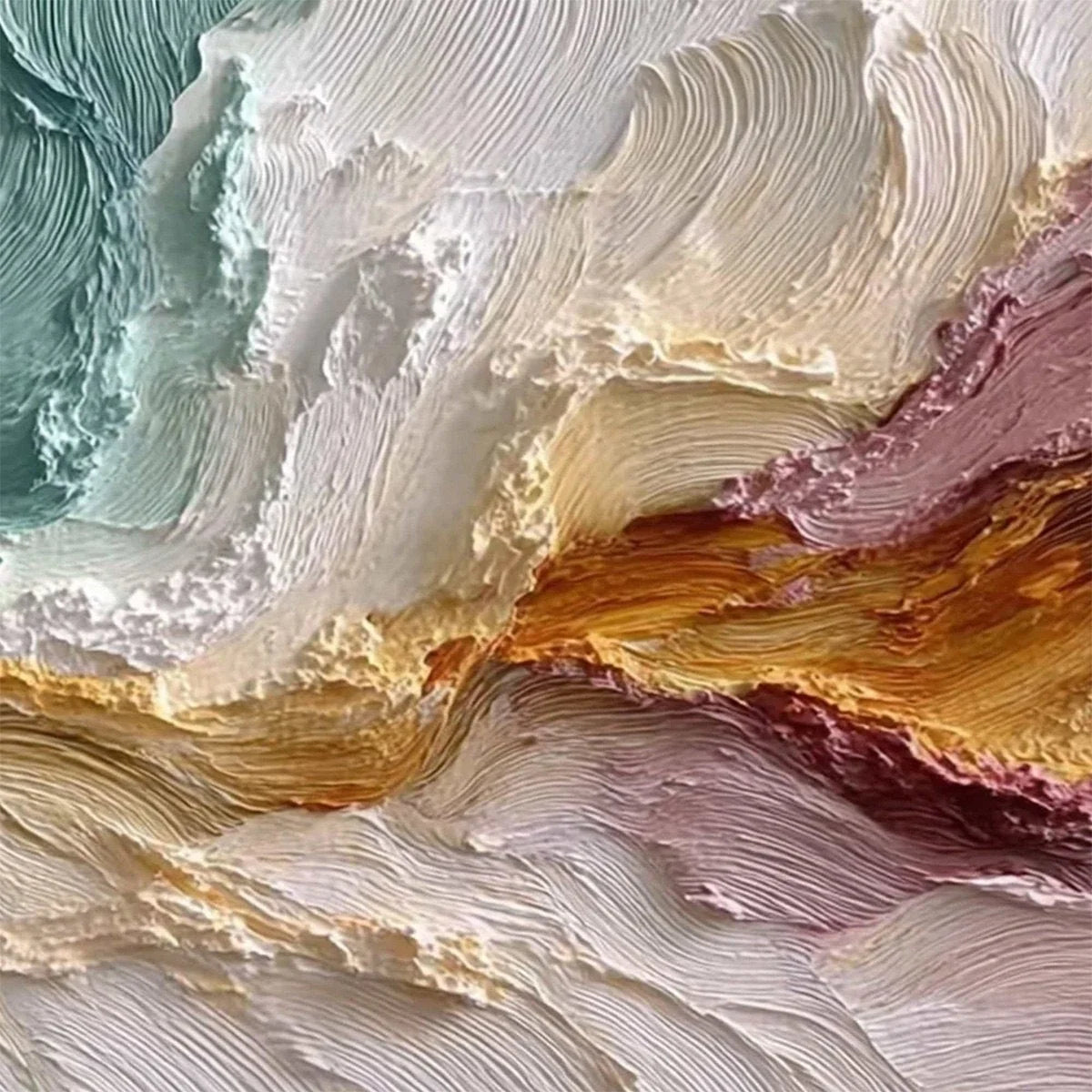 COASTAL RHYTHM: Large Horizontal Textured Impasto Ocean Painting | rolled canvas, ready for custom framing