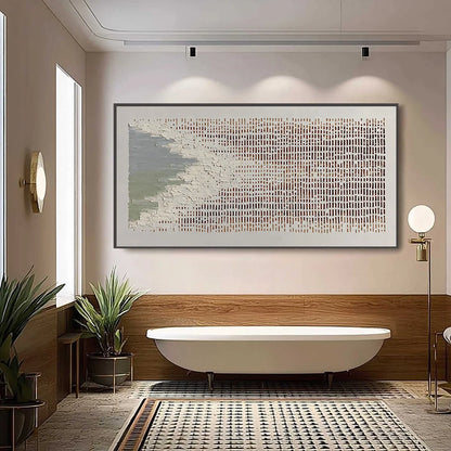 COASTAL RHYTHM: Textured Wabi Sabi Abstract Horizontal Wall Art | Abstract closeup, raised brushwork detail