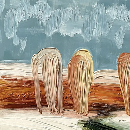 Coastal Sentinels | Textured Abstract Landscape Oil Painting | rectangular format, hand-painted canvas edge