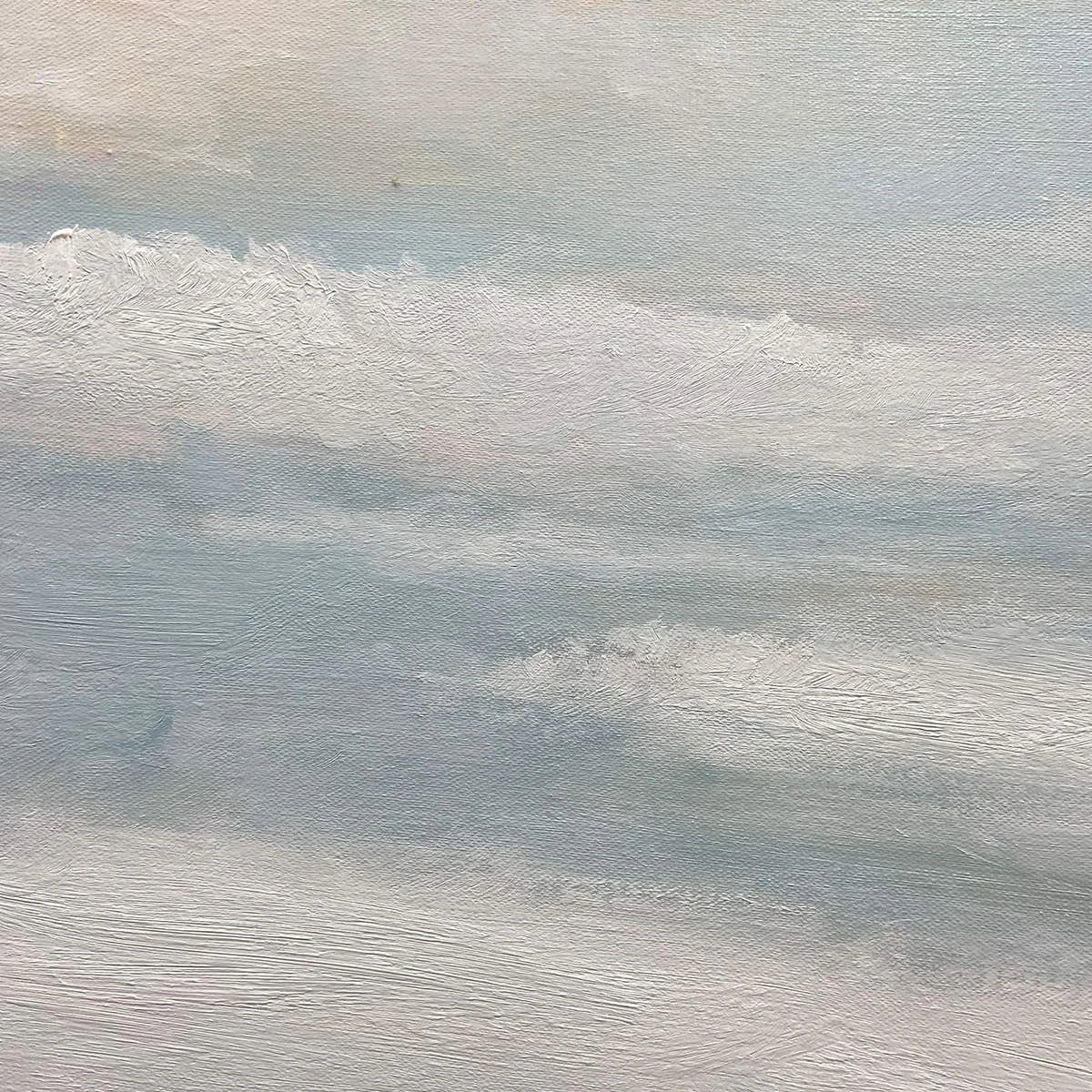COASTAL SERENITY: Abstract Coastal Landscape Painting in Soft Blues and Neutrals | rectangular format, hand-painted canvas edge