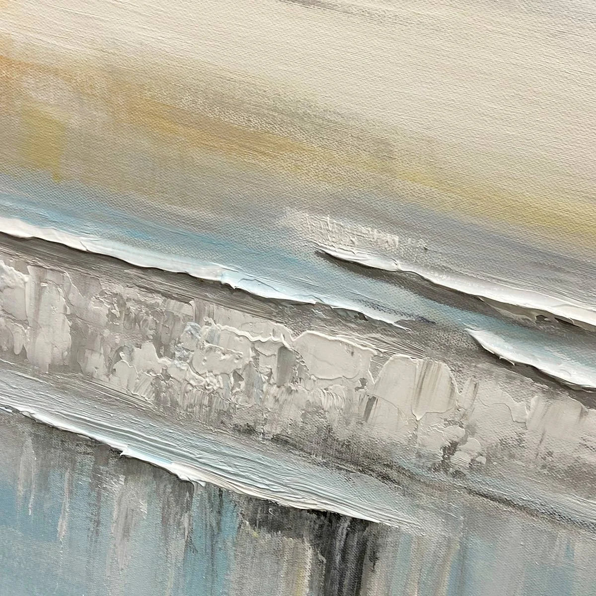 COASTAL SERENITY: Abstract Coastal Landscape Painting in Soft Blues and Neutrals | rolled canvas, ready for custom framing