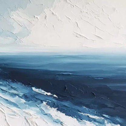 COASTAL SERENITY: Large Textured Impasto Seascape Oil Painting | rolled canvas, ready for custom framing