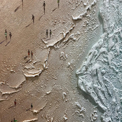COASTAL SERENITY: Textured Beach Painting, Ocean View | rectangular format, hand-painted canvas edge