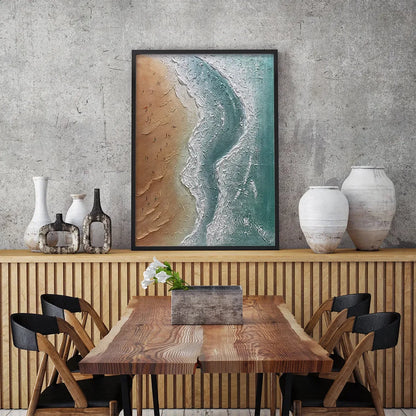 COASTAL SERENITY: Textured Beach Painting, Ocean View | rolled canvas, ready for custom framing
