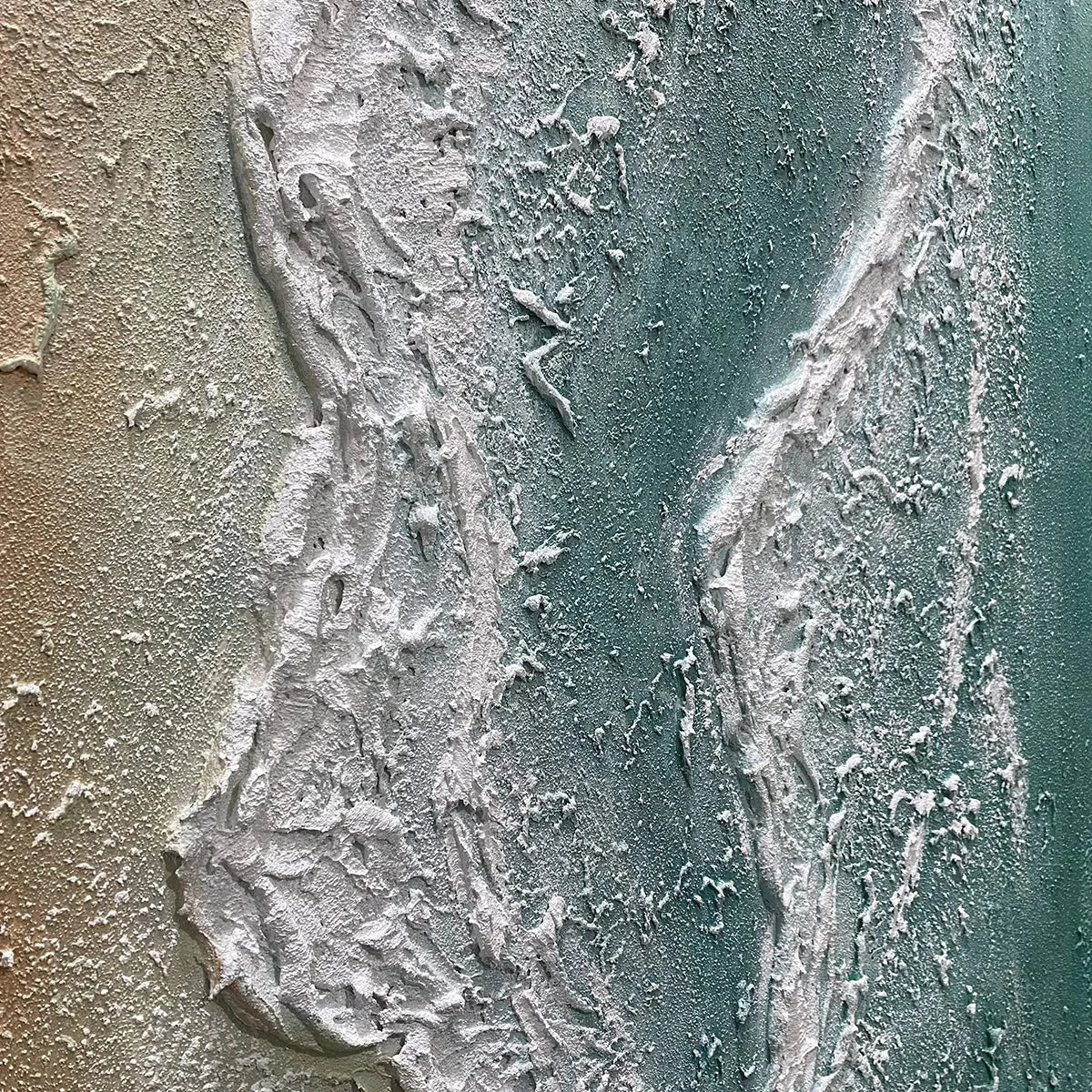 COASTAL SERENITY: Textured Beach Painting, Ocean View | black frame version on white wall