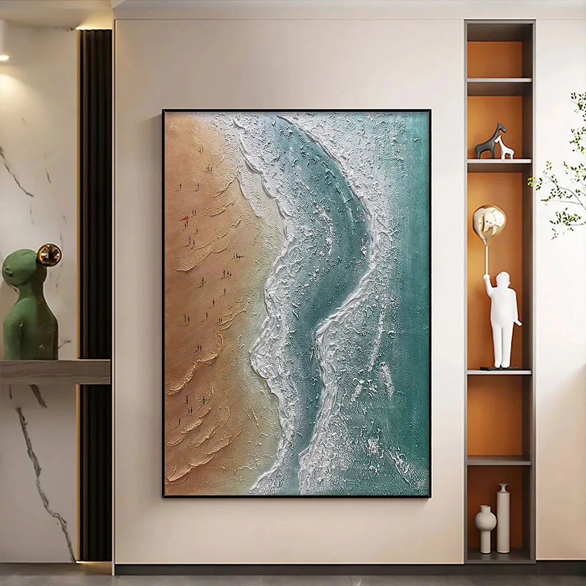 COASTAL SERENITY: Textured Beach Painting, Ocean View | blue palette, original bedroom art