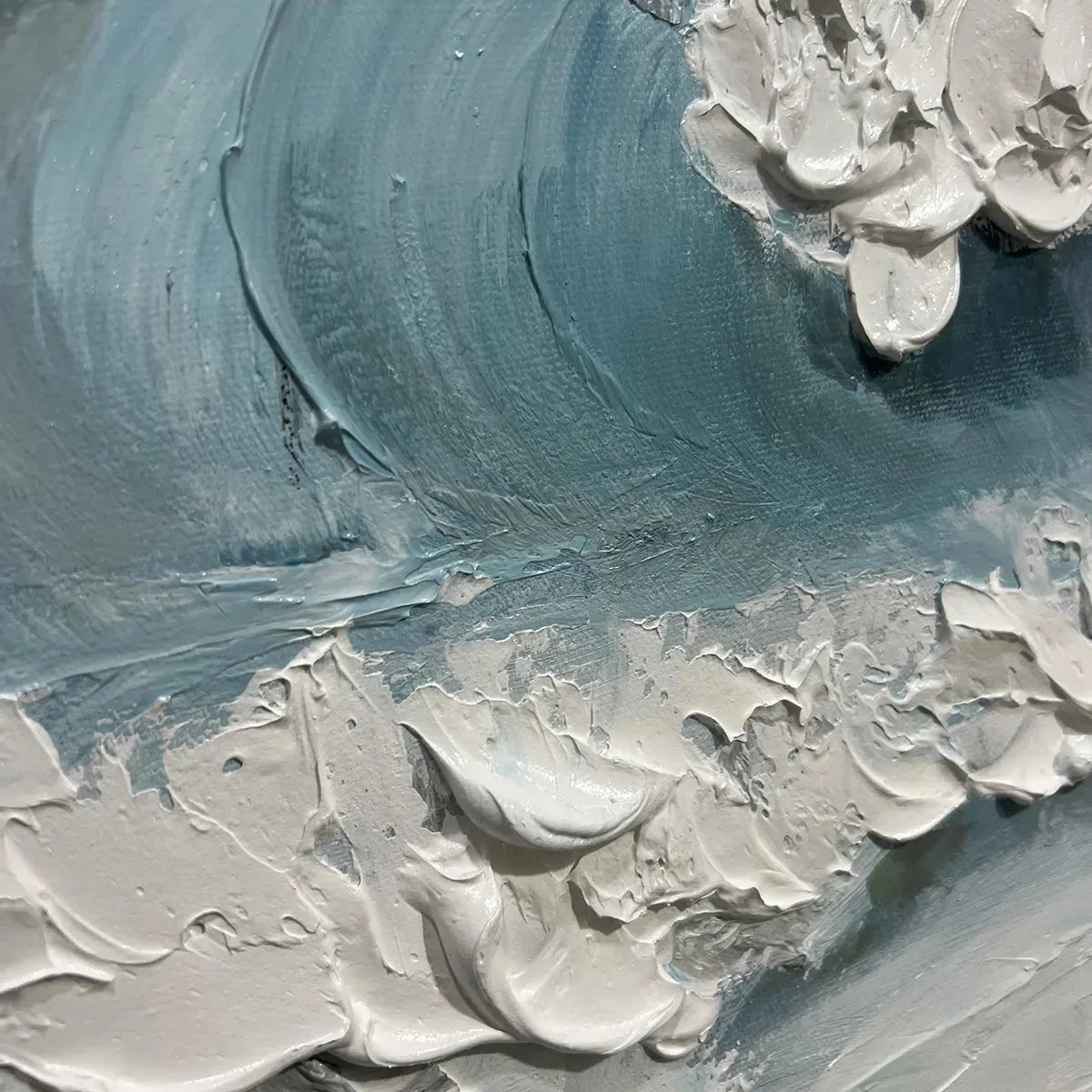 COASTAL SERENITY: Textured Ocean Waves Seascape Oil Painting | rectangular format, hand-painted canvas edge