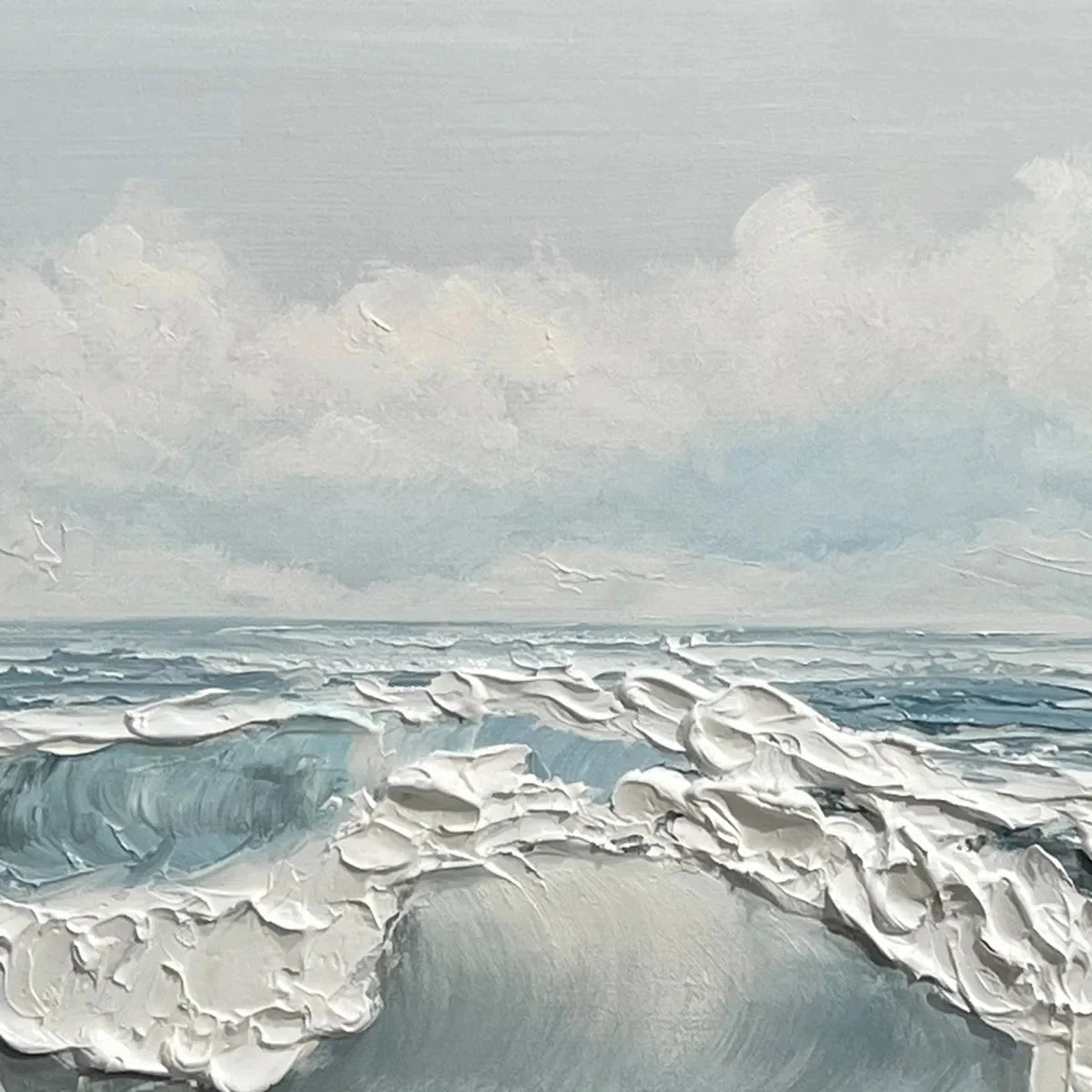 COASTAL SERENITY: Textured Ocean Waves Seascape Oil Painting | rolled canvas, ready for custom framing