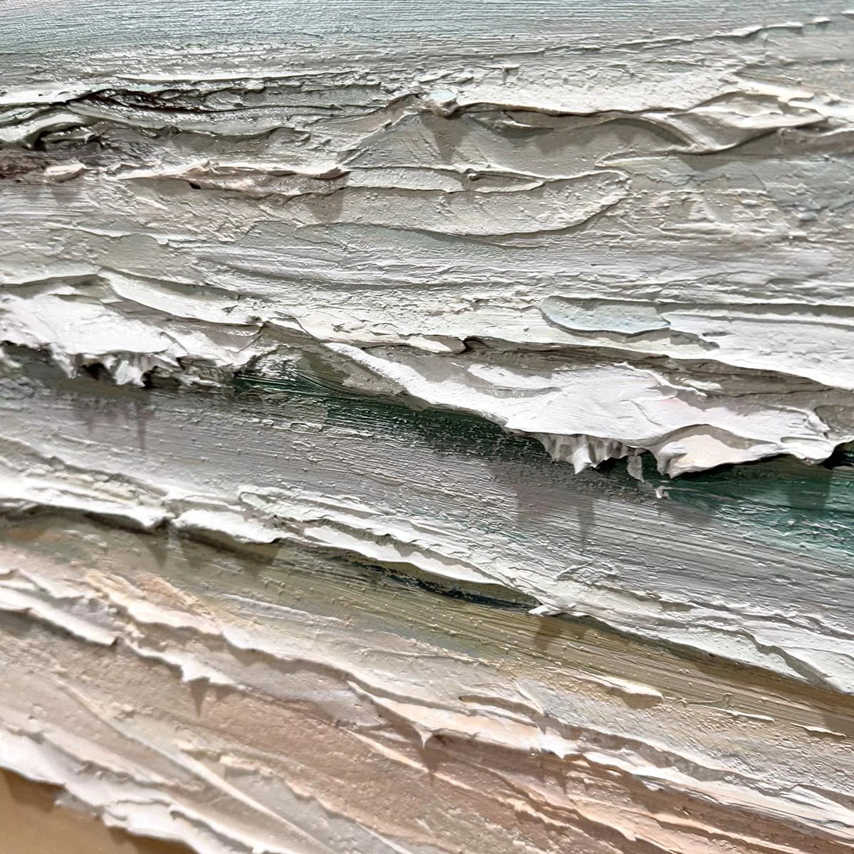 COASTAL SERENITY: Textured Seascape Painting, Impasto Waves | rectangular format, hand-painted canvas edge