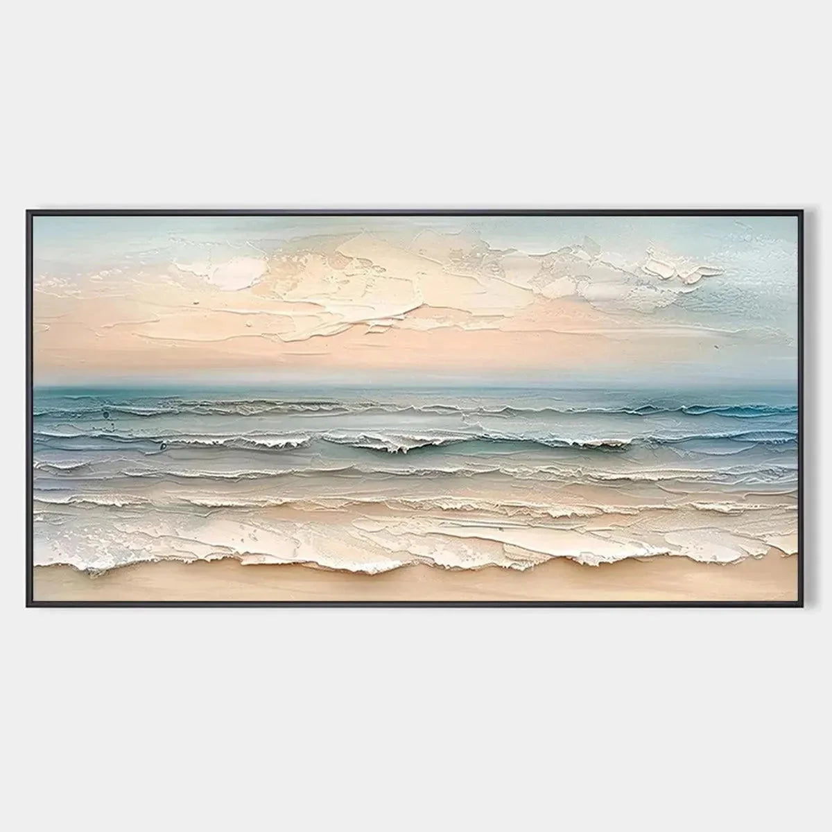 COASTAL SERENITY: Textured Seascape Painting, Impasto Waves | hanging in living room, textured impasto wall art