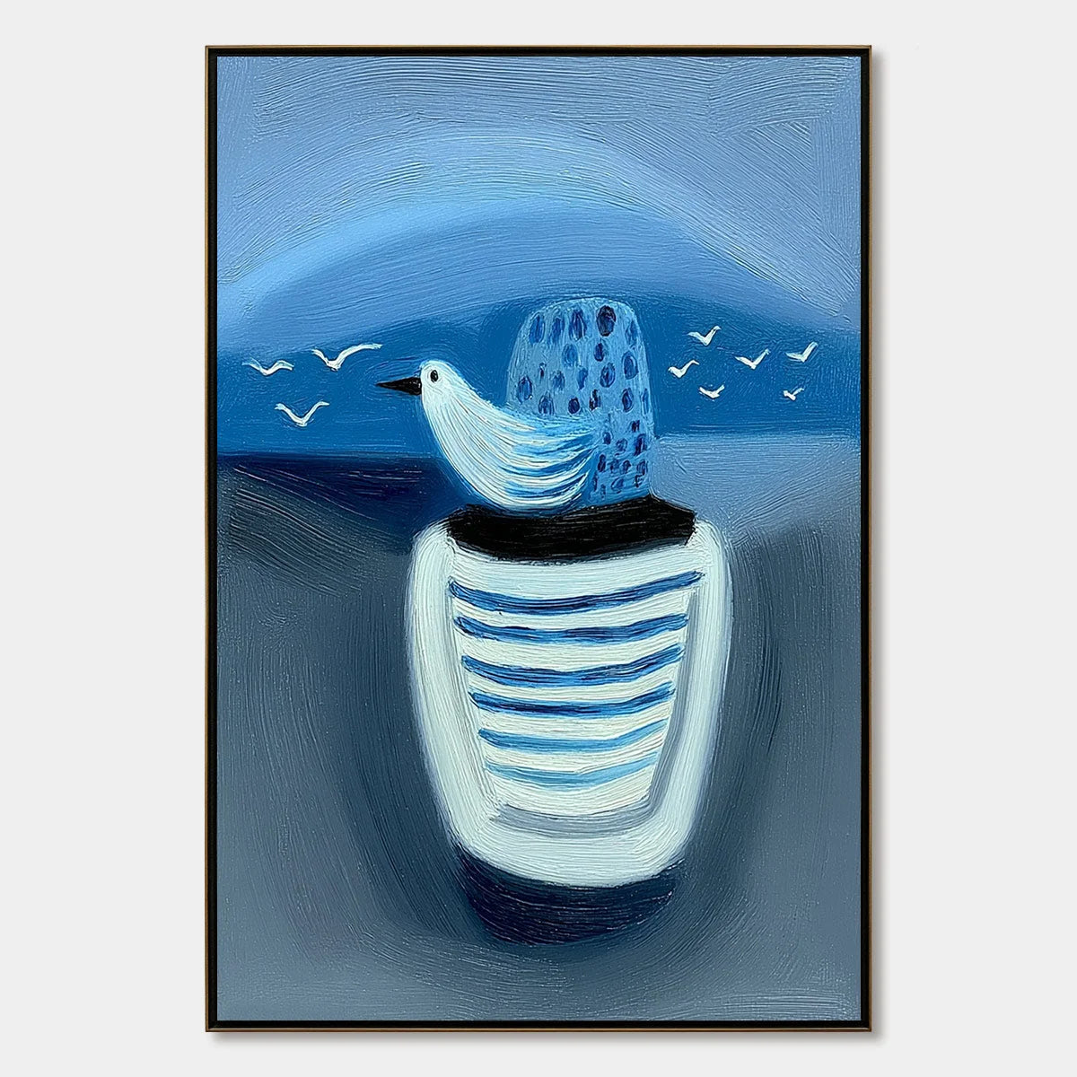 COASTAL SOLITUDE: Textured Minimalist Seascape Painting of Coastal Contemplation | hanging in COASTAL SOLITUDE: Textured Minimalist Seascape Painting of Coastal Contemplation featuring layered text...