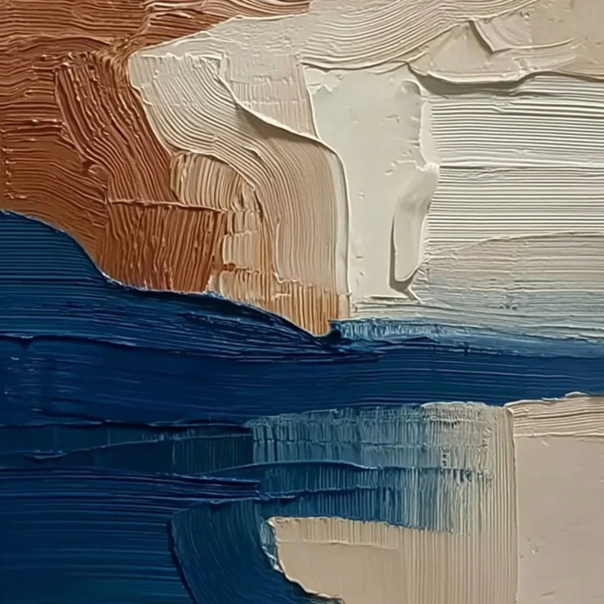 COASTAL STRATA: Textured Wabi Sabi Abstract Seascape Painting | rolled canvas, ready for custom framing