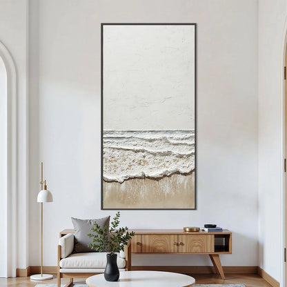 COASTAL WHISPER: Textured Minimalist Wabi Sabi Beach | minimalist wabi sabi closeup, raised brushwork detail
