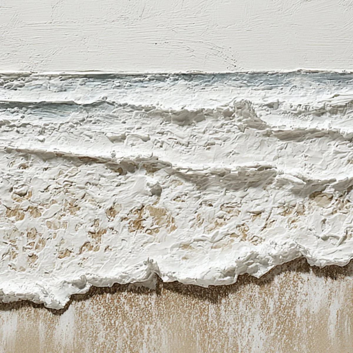 COASTAL WHISPER: Textured Minimalist Wabi Sabi Beach | rectangular format, hand-painted canvas edge