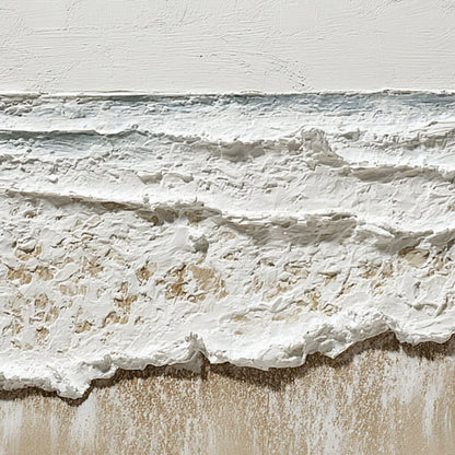 COASTAL WHISPER: Textured Minimalist Wabi Sabi Beach | rectangular format, hand-painted canvas edge