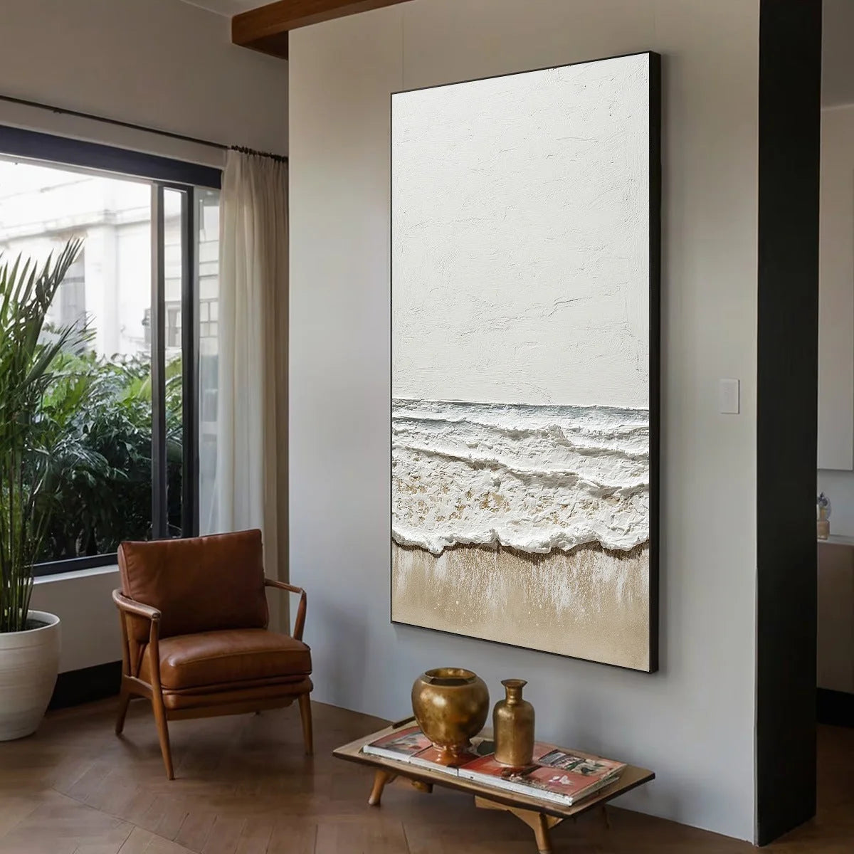 COASTAL WHISPER: Textured Minimalist Wabi Sabi Beach | minimalist wabi sabi mood, soft natural light studio shot
