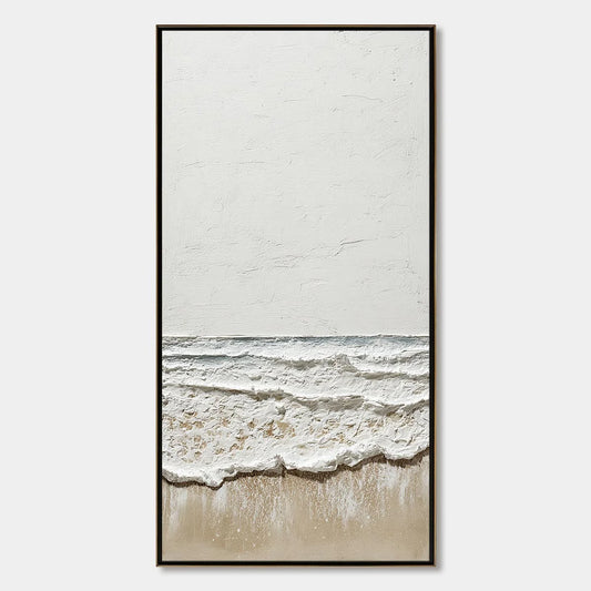 COASTAL WHISPER: Textured Minimalist Wabi Sabi Beach | hanging in living room, minimalist wabi sabi wall art