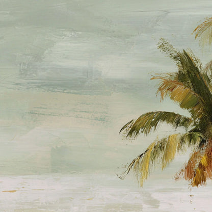 COASTAL WHISPER: Wabi Sabi Palm Tree Beach and Sea | rolled canvas, ready for custom framing