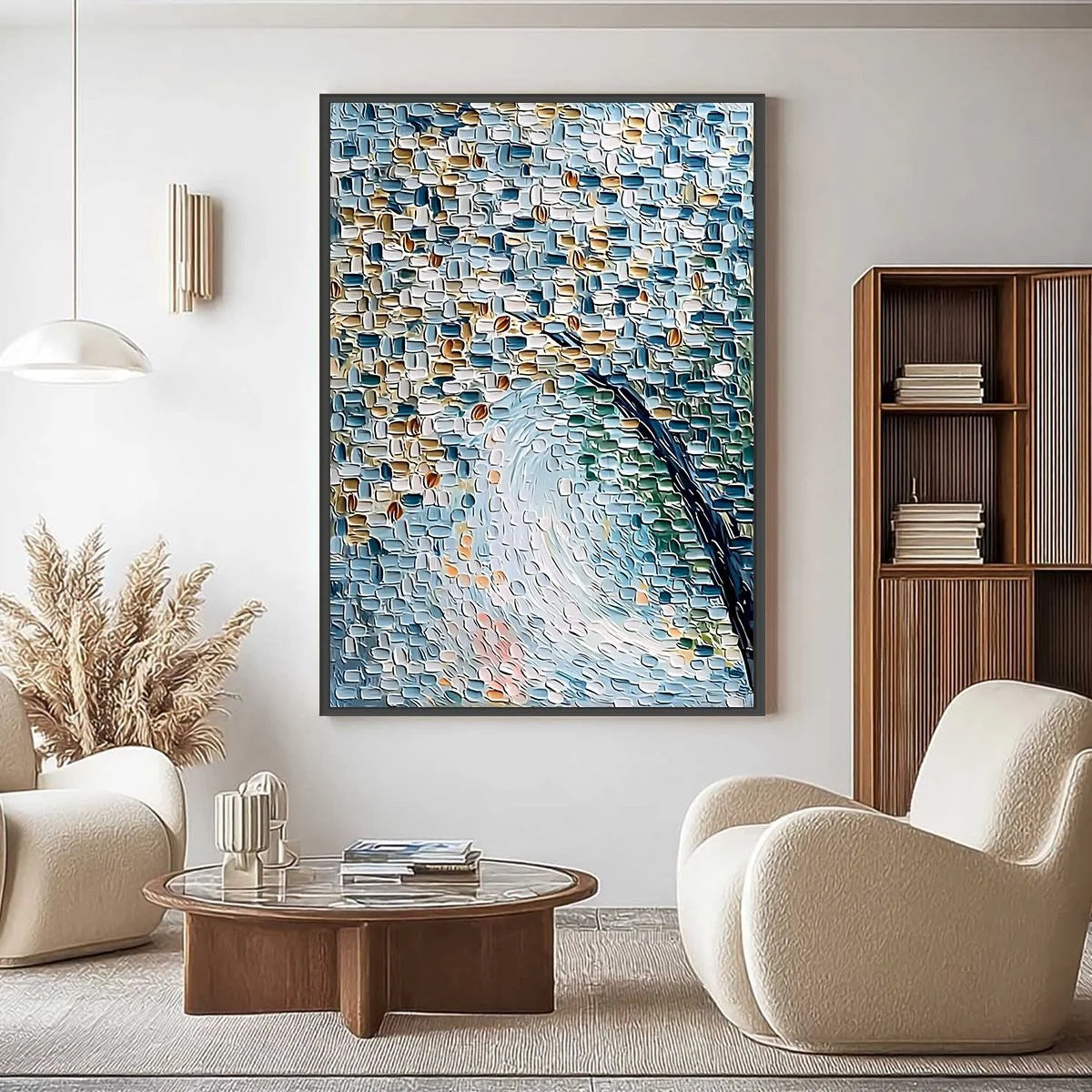 COBBLESTONE BLOSSOM: Heavily Textured Abstract Tree Painting | heavily textured closeup, raised brushwork detail