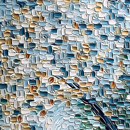 COBBLESTONE BLOSSOM: Heavily Textured Abstract Tree Painting | rectangular format, hand-painted canvas edge