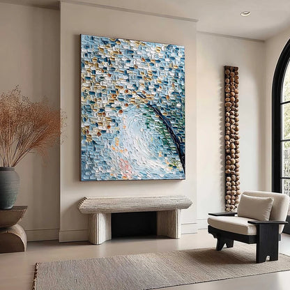 COBBLESTONE BLOSSOM: Heavily Textured Abstract Tree Painting | floral palette, original bedroom art