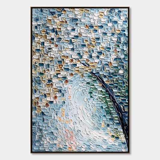 COBBLESTONE BLOSSOM: Heavily Textured Abstract Tree Painting | hanging in living room, heavily textured wall art