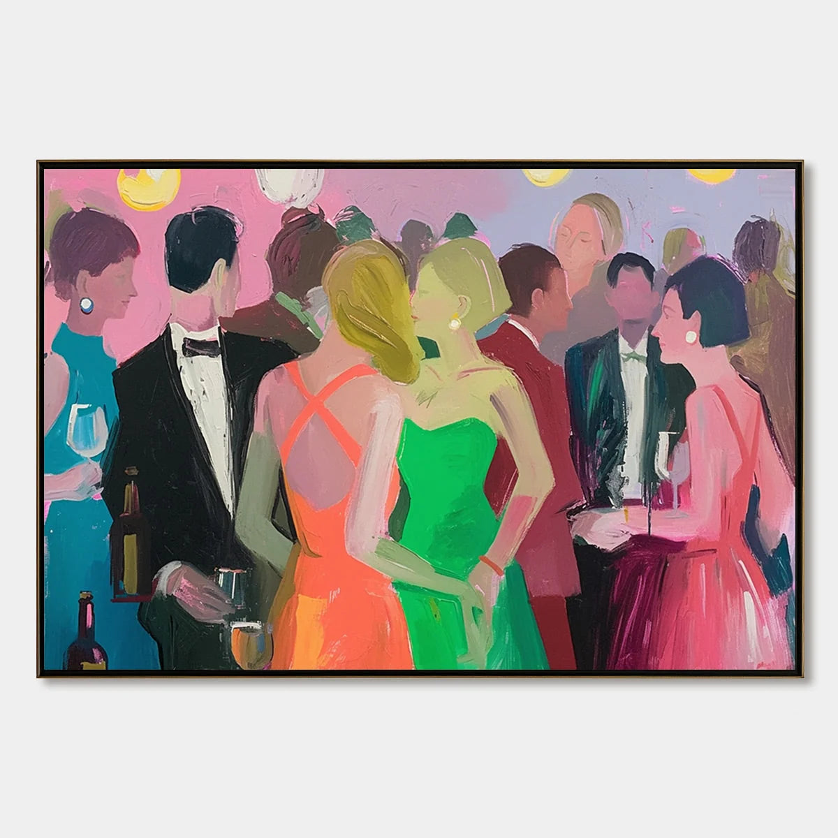 Cocktail Hour abstract oil painting, hand-painted by UArtShow