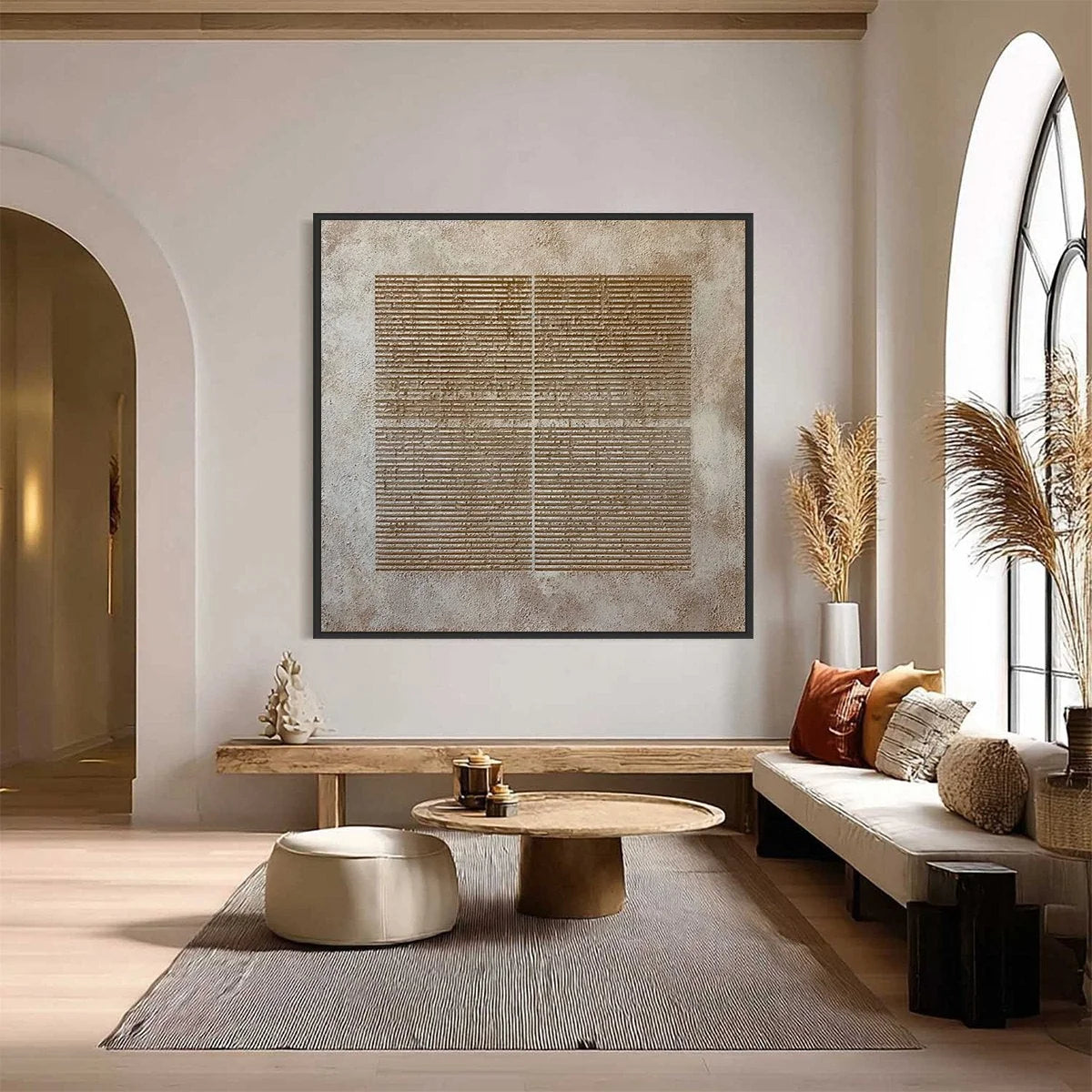 CODEX: Large Square Textured Minimalist Abstract Painting | Minimalist closeup, raised brushwork detail