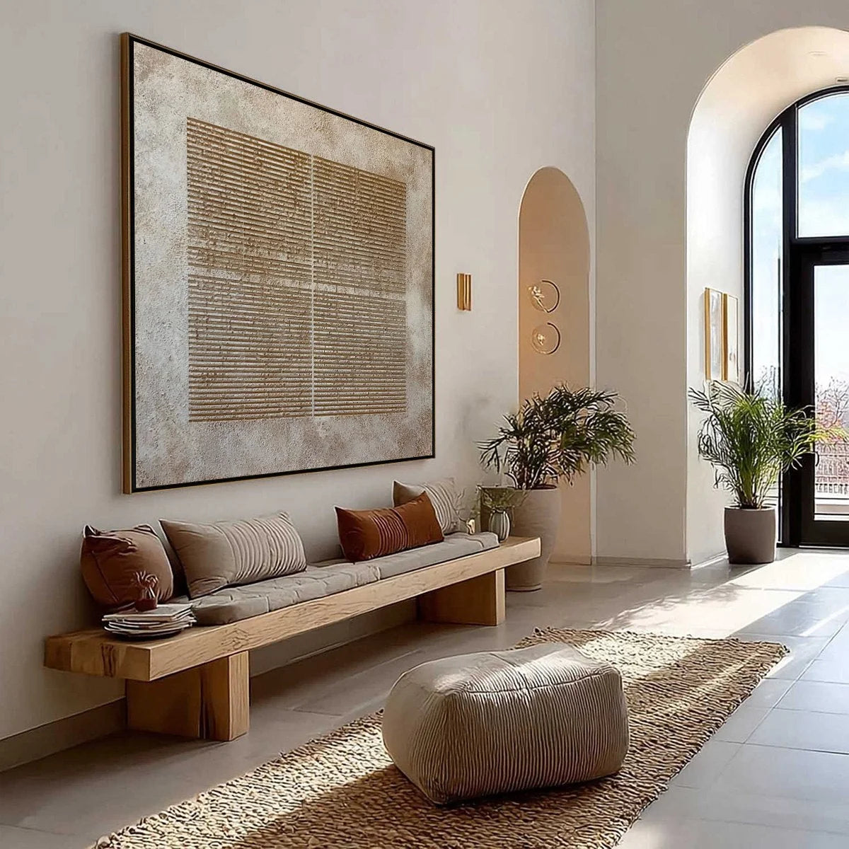 CODEX: Large Square Textured Minimalist Abstract Painting | Minimalist mood, soft natural light studio shot