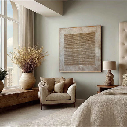 CODEX: Large Square Textured Minimalist Abstract Painting | beige palette, original Hand-painted on premium stretched canvas using artist-grade oils; rich layered surface combines smooth gradients ...