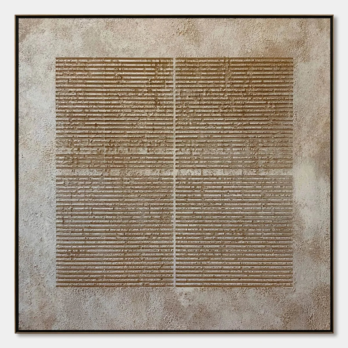 CODEX: Large Square Textured Minimalist Abstract Painting | hanging in CODEX: Large Square Textured Minimalist Abstract Painting featuring layered textured brushwork in refined tones; minimalist co...