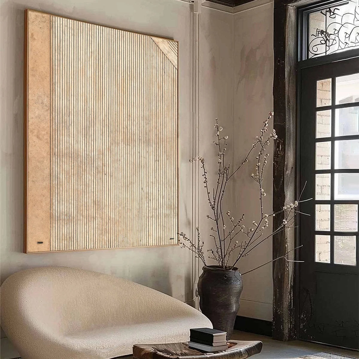 CODEX: Minimalist Architectural Line Art Painting | Minimalist mood, soft natural light studio shot