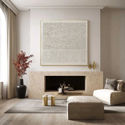 CODEX OF CALM: Large Square Textured Wabi Sabi Abstract Painting | Abstract closeup, raised brushwork detail