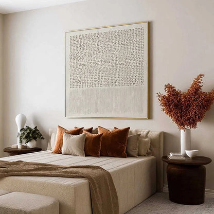 CODEX OF CALM: Large Square Textured Wabi Sabi Abstract Painting | Abstract mood, soft natural light studio shot