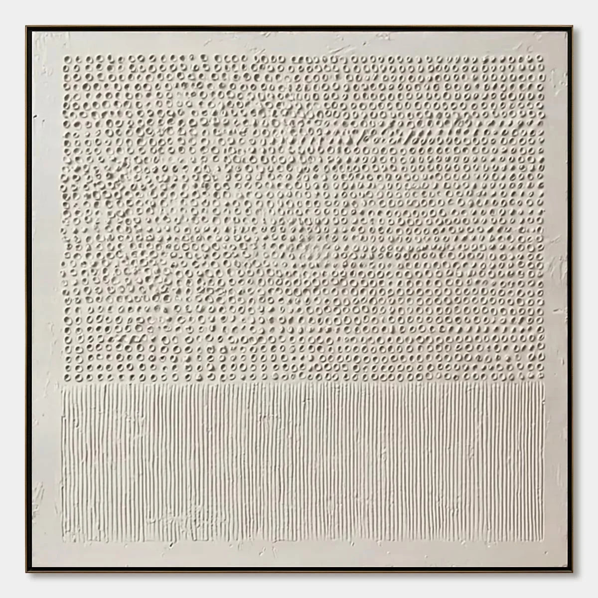 CODEX OF CALM: Large Square Textured Wabi Sabi Abstract Painting | hanging in CODEX OF CALM: Large Square Textured Wabi Sabi Abstract Painting featuring layered textured brushwork in refined tones;...