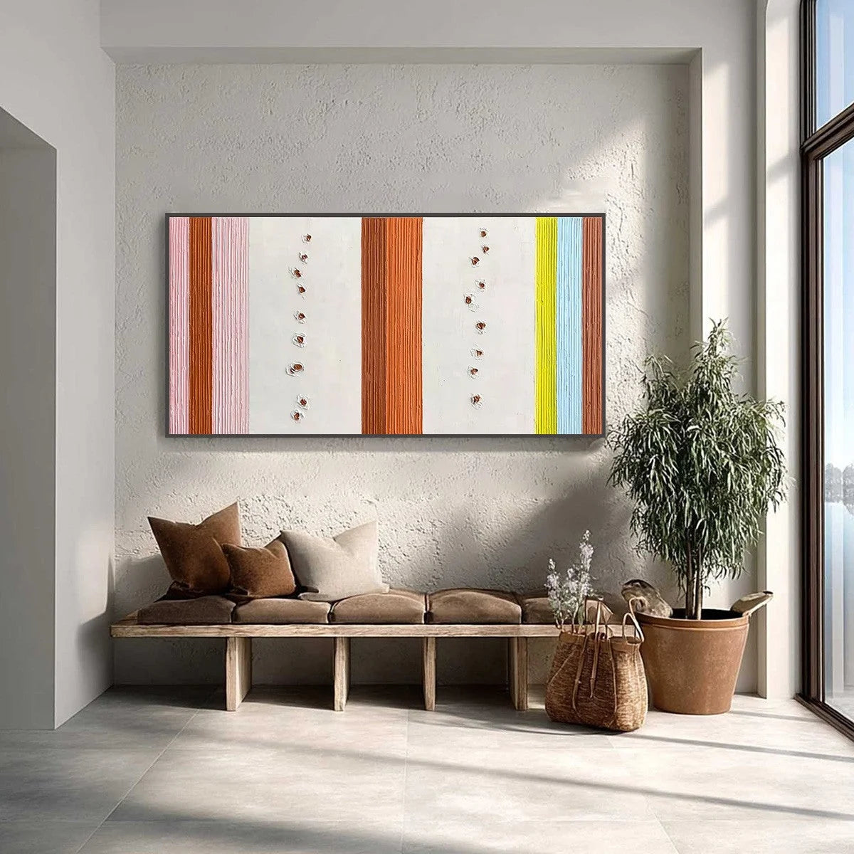 COLOR CADENCE: Textured Colorful Abstract Impasto Stripe Painting | Abstract closeup, raised brushwork detail